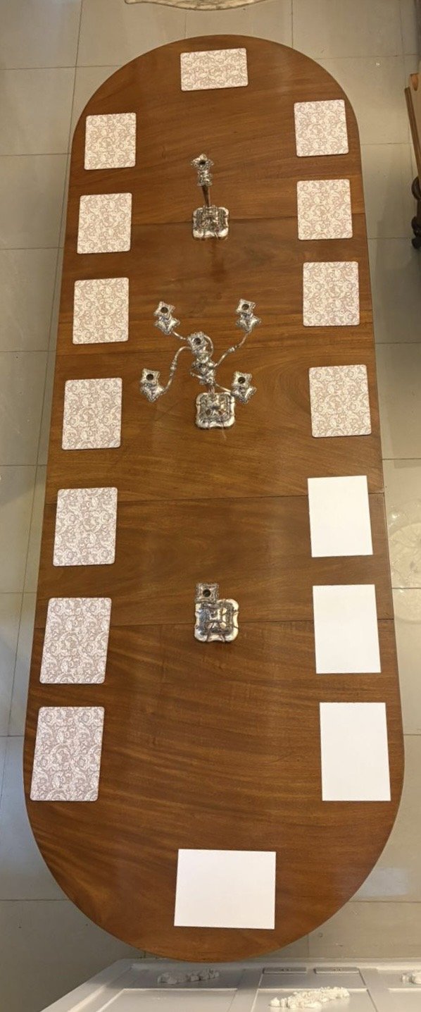 Antique Georgian Three Pillar Mahogany Extending Dining Table 16 Seater - Image 4